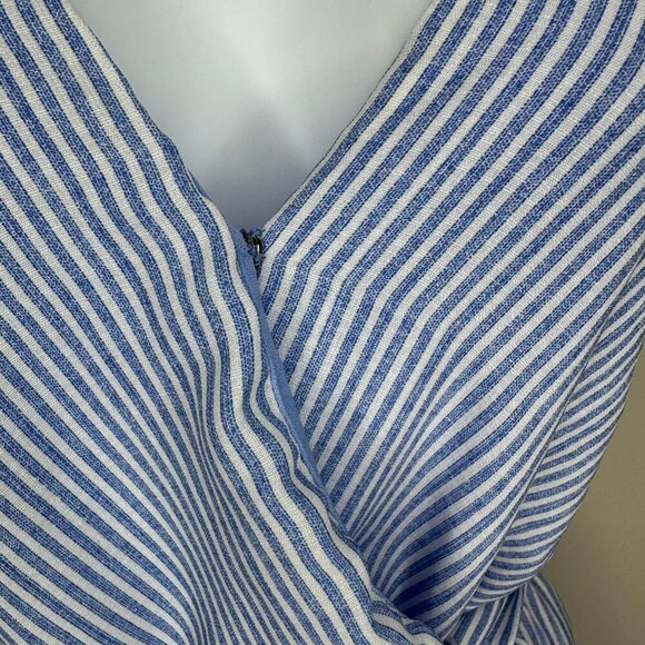 Sienna Sky Womens Tie Front Jumpsuit Blue and White Pinstripe Size Medium - Picture 5 of 14